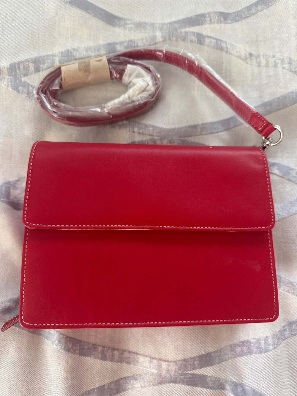 Levenger Red Leather Crossbody Bag with Detachable Strap
